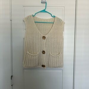 Cream Knit Buttoned Vest